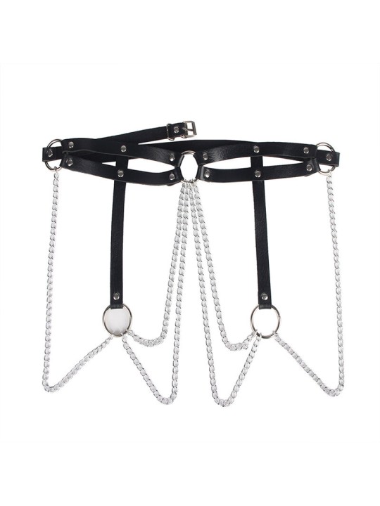 SUBBLIME - CHAINE BAGUE CUIR CEINTURE NOIR TAILLE UNIQUE