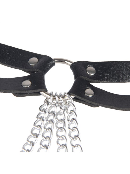 SUBBLIME - LEATHER RING CHAINBELT BLACK ONE SIZE