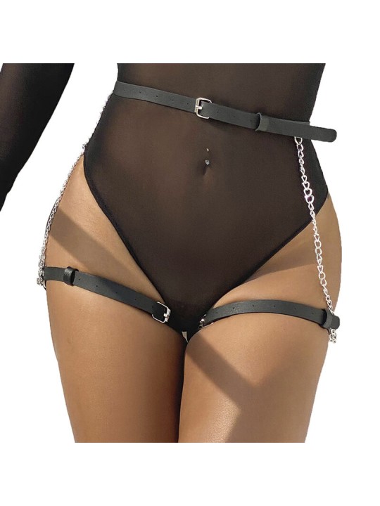 SUBBLIME - LEDERGÜRTEL HARNESS SCHWARZ EINE GRÖSSE