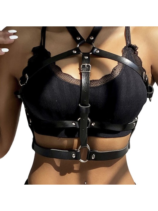 SUBBLIME - LEATHER RING CHEST HARNESS BLACK ONE SIZE