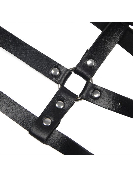 SUBBLIME - LEATHER RING CHEST HARNESS BLACK ONE SIZE