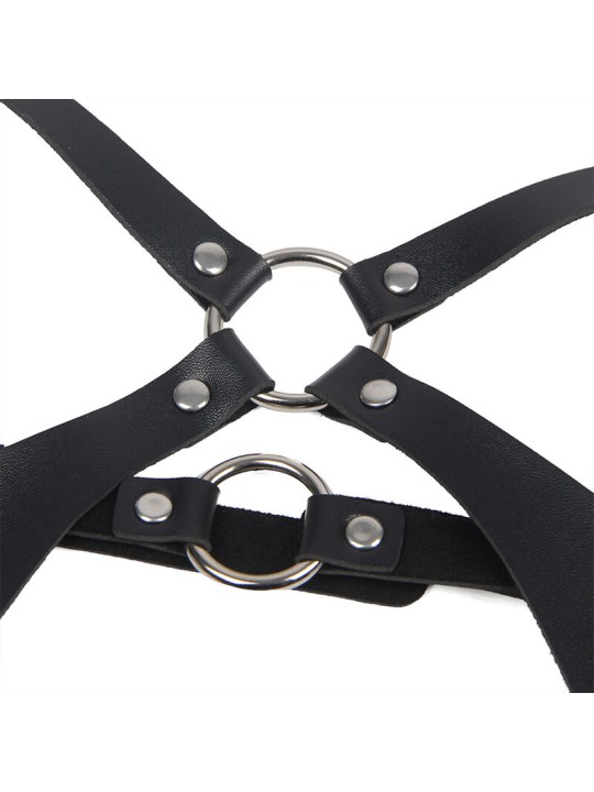 SUBBLIME - FULL BODY HARNESS WITH LEATHER BUCKLES BLACK ONE SIZE