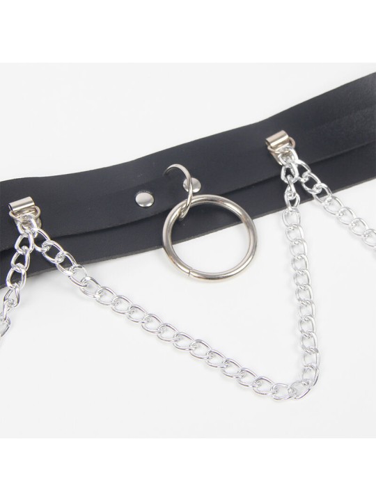 SUBBLIME - BELT AND GARTER HARNESS WITH RINGS AND CHAINDETAIL ONE SIZE
