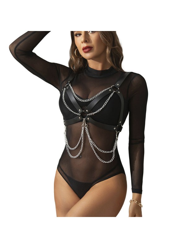 SUBBLIME - HARNESS BRA WITH CHAINDETAIL ONE SIZE