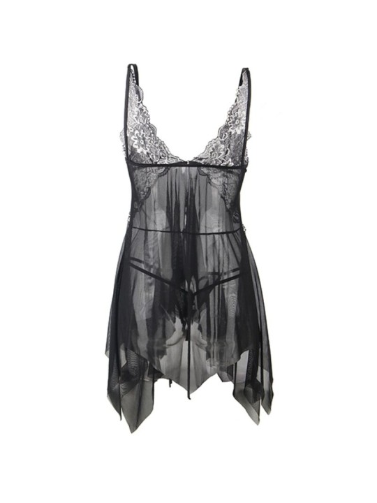 SUBBLIME - BABYDOLL IN TESSUTO TULLE PIZZO SUL PETTO L/XL