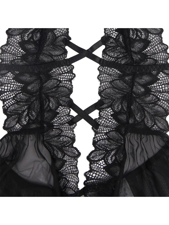 SUBBLIME - TEDDY HALTER COLLO SCHIENA NUDA PIZZO NERO S/M