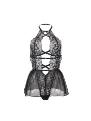 SUBBLIME - TEDDY HALTER COLLO SCHIENA NUDA PIZZO NERO L/XL