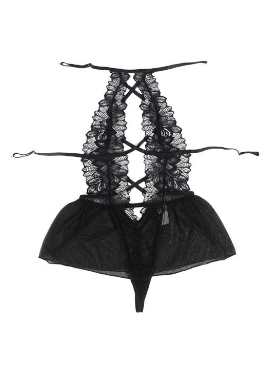 SUBBLIME - TEDDY HALTER COLLO SCHIENA NUDA PIZZO NERO L/XL