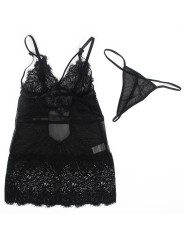 SUBBLIME - BABYDOLL BRETELLES EN DENTELLE RÉGLABLES NOIR S/M