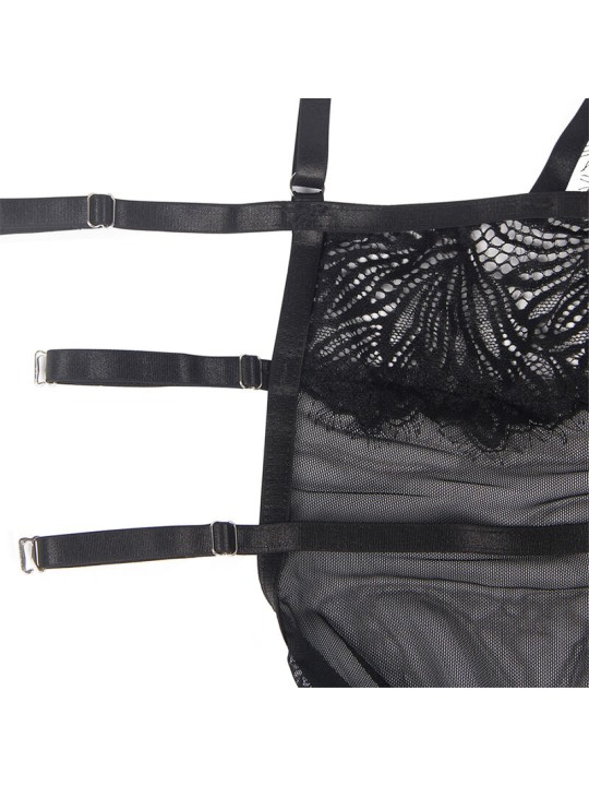SUBBLIME - ZWARTE KANTEN VERSTELBARE BANDJES BABYDOLL S/M