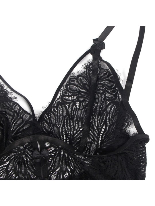 SUBBLIME - BABYDOLL BRETELLES EN DENTELLE RÉGLABLES NOIR S/M