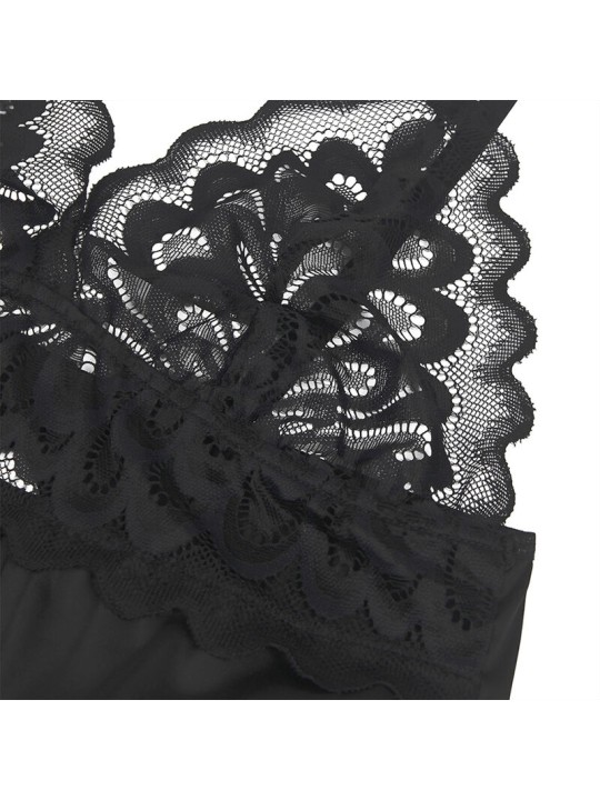 SUBBLIME - BABYDOLL MIT BLUMENPRINT AUF DER BRUST SCHWARZ S/M
