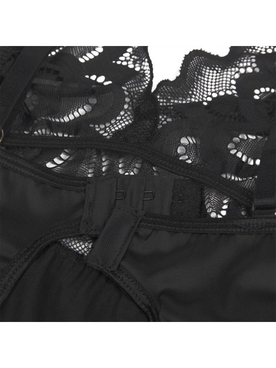 SUBBLIME - BABYDOLL AVEC POITRINE IMPRIMÉ FLEURI NOIR S/M