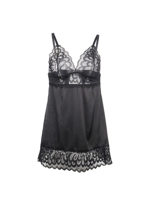 SUBBLIME - BABYDOLL AVEC POITRINE IMPRIMÉ FLEURI NOIR L/XL