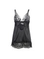 SUBBLIME - BABYDOLL MIT BLUMENPRINT AUF DER BRUST SCHWARZ L/XL