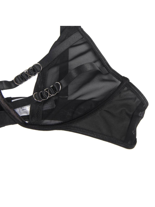 SUBBLIME - SET DUE PEZZI DI REGGISENO TRASPARENTE E STRISCE S/M