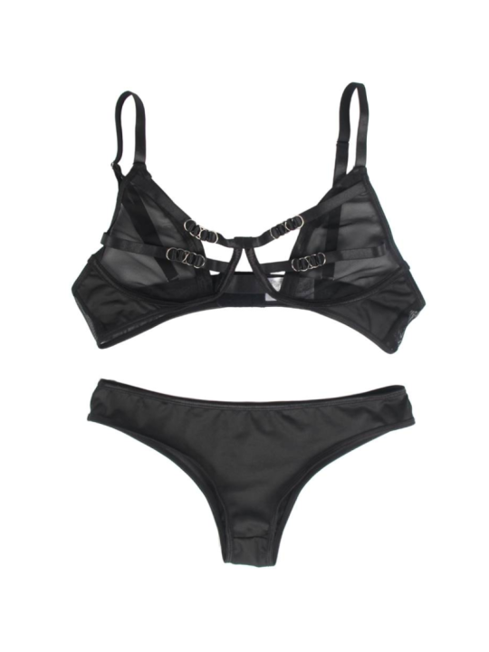 SUBBLIME - SET DUE PEZZI DI REGGISENO TRASPARENTE E STRISCE S/M