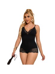 SUBBLIME - TEDDY PRETO FLORAL DETALHE DE RENDA S/M