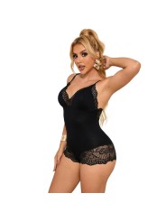 SUBBLIME - TEDDY PRETO FLORAL DETALHE DE RENDA S/M