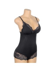SUBBLIME - ZWARTE BLOEMEN KANT DETAIL TEDDY S/M