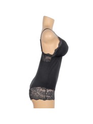 SUBBLIME - TEDDY PRETO FLORAL DETALHE DE RENDA S/M