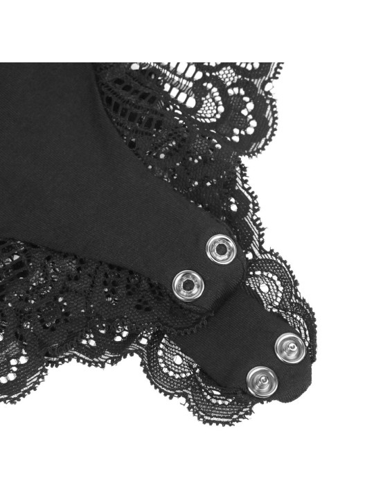 SUBBLIME - ZWARTE BLOEMEN KANT DETAIL TEDDY S/M