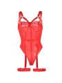 SUBBLIME - TEDDY AVEC JARRETIÈRE DÉTAIL POITRINE ROUGE S/M