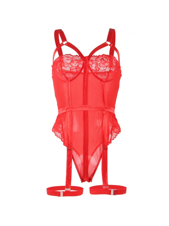 SUBBLIME - TEDDY WITH GARTER STRAP DETAIL CHEST RED S/M