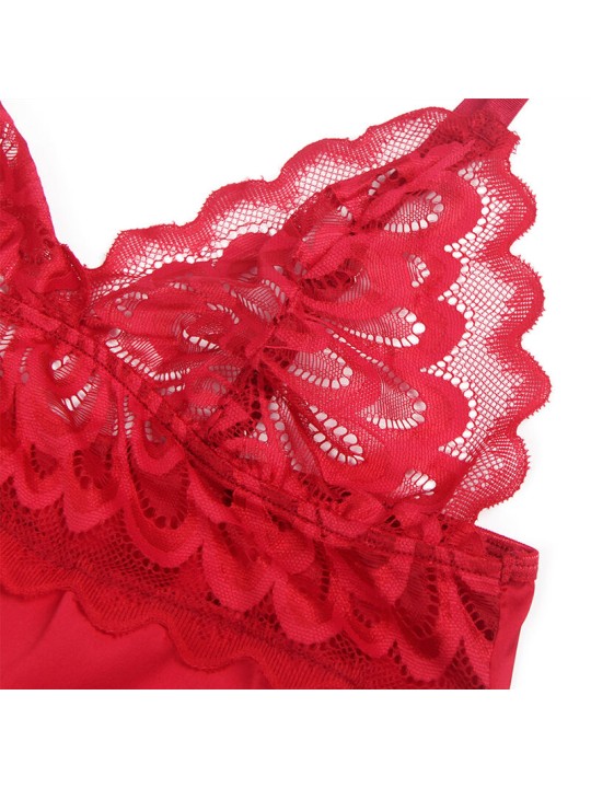 SUBBLIME - SATIJNEN BABYDOLL MET ROOD KANT S/M