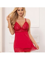 SUBBLIME - BABYDOLL DE CETIM COM RENDA VERMELHA S/M