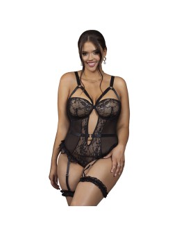 SUBBLIME - TEDDY CON LIGA DETALLE ENCAJES Y TIRAS NEGRO L/XL