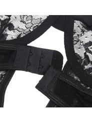 SUBBLIME - TEDDY MIT STRUMPFBAND MIT SPITZENDETAIL UND STREIFEN SCHWAR