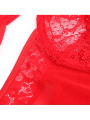 SUBBLIME - TEDDY MET KANTEN DETAILS VAN KOUSENBANDEN EN RODE BANDJES L