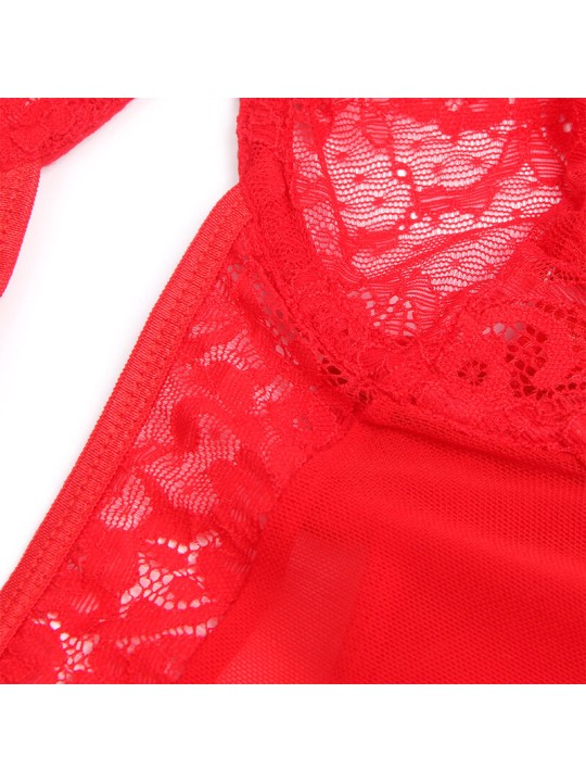 SUBBLIME - TEDDY COM LIGA COM DETALHE RENDA E TIRAS VERMELHA L/XL