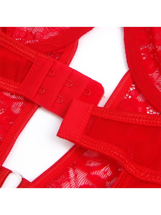 SUBBLIME - TEDDY COM LIGA COM DETALHE RENDA E TIRAS VERMELHA L/XL