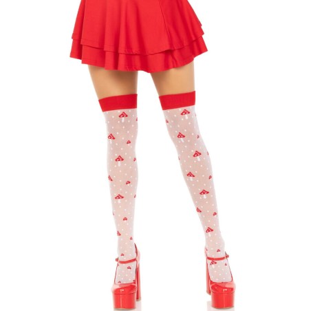 LEG AVENUE - ROOD/WITTE PADDESTOELEN Dijhoge Sokken