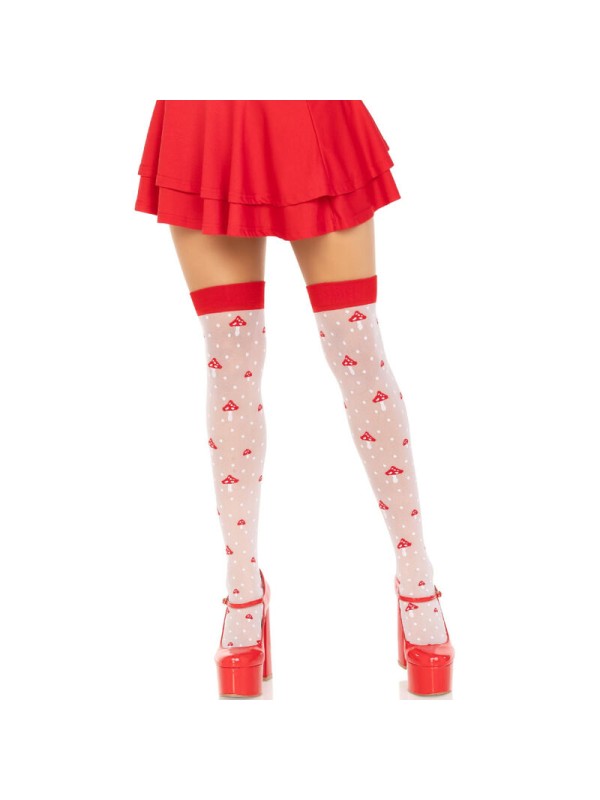 LEG AVENUE - MUSHROOM HIGH SOCKS RED/WHITE