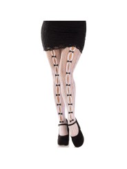 LEG AVENUE - MEDIAS CON ABERTURAS CORAZON & LAZOS BLANCO