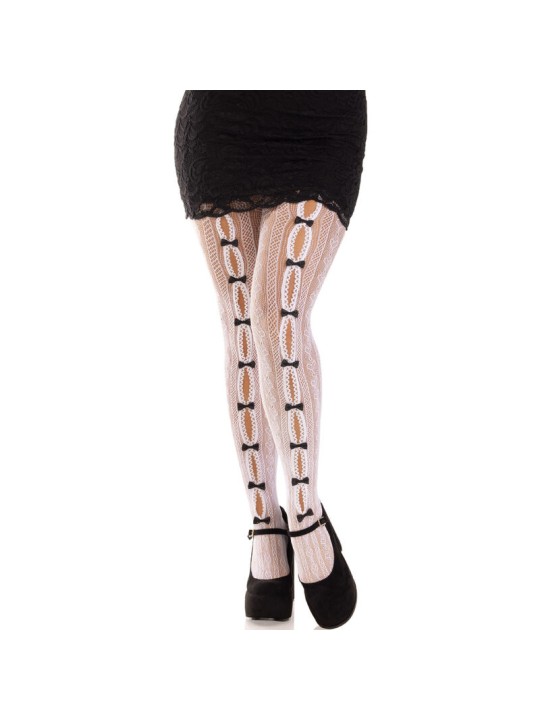 LEG AVENUE - TIGHTS MET HART- EN STRIKGLEUVEN IN HET WIT