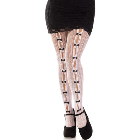 LEG AVENUE - TIGHTS MET HART- EN STRIKGLEUVEN IN HET WIT