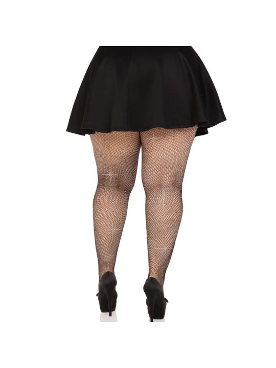 LEG AVENUE - ZWARTE GEKRISTALISEERDE NETPANTY'S PLUS SIZE