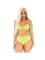 LEG AVENUE - TOP & CULOTTE JAUNE AVEC BRETELLES