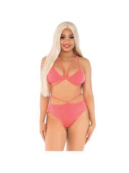 LEG AVENUE - TOP E CALÇA CORAL COM ALÇAS