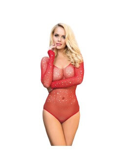 SUBBLIME - 952303 SHINY GRILL BODY WITH OFF SHOULDERS LONG SLEEVE RED 