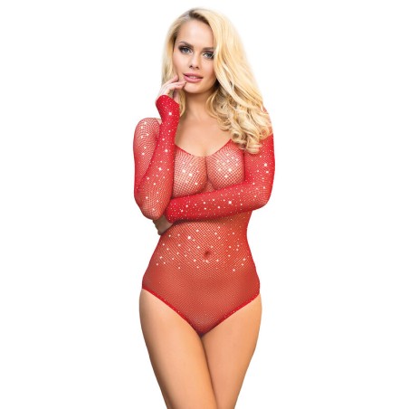 SUBBLIME - 952303 SHINY GRILL BODY WITH OFF SHOULDERS LONG SLEEVE RED 