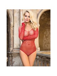 SUBBLIME - 952303 SHINY GRILL BODY WITH OFF SHOULDERS LONG SLEEVE RED 