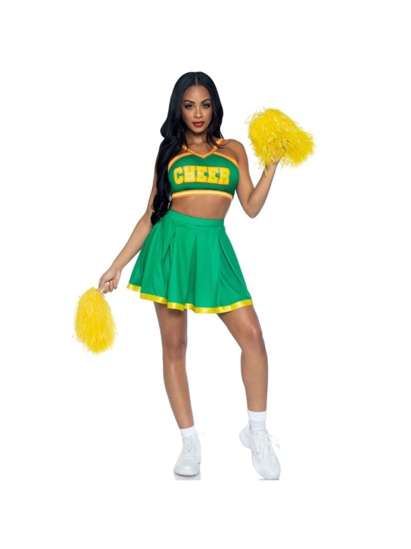 LEG AVENUE - GROEN CHEERLEADER KOSTUUM S/M