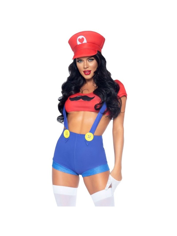 LEG AVENUE - SEXY MARIO BROS ROOD/BLAUW KOSTUUM M