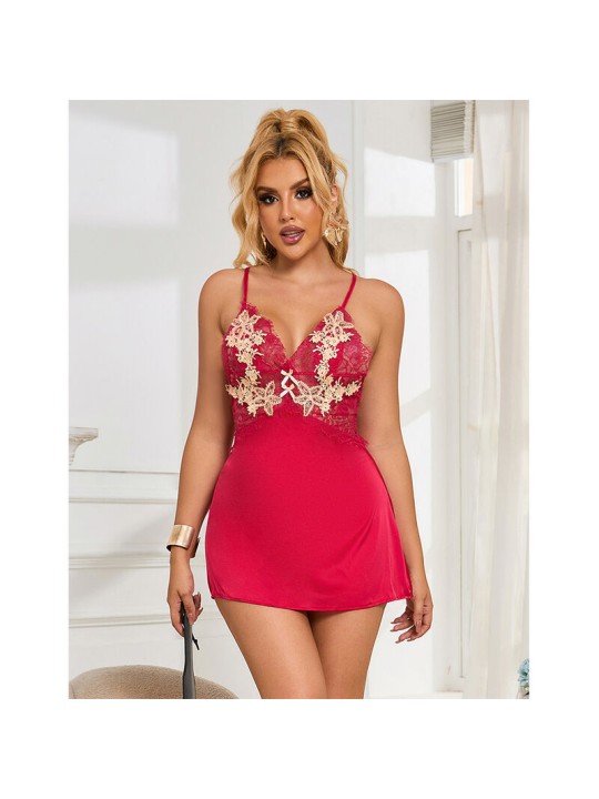 SUBBLIME - 954130 BABYDOLL MIT ROTEM BLUMENMUSTER L/XL