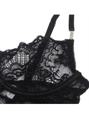 SUBBLIME - 954185 LACE BABYDOLL WITH ADJUSTABLE STRAPS BLACK S/M